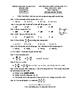 Bộ đề khảo sát chất lượng học kì I môn Toán Lớp 7 - Năm học 2019-2020 - Phòng giáo dục và đào tạo Hương Khê (Có đáp án)